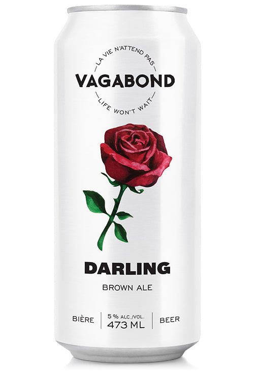 Canette de bière Vagabond Darling – Brown Ale 5% brassée au Québec, bière brune douce et maltée, 473 ml
