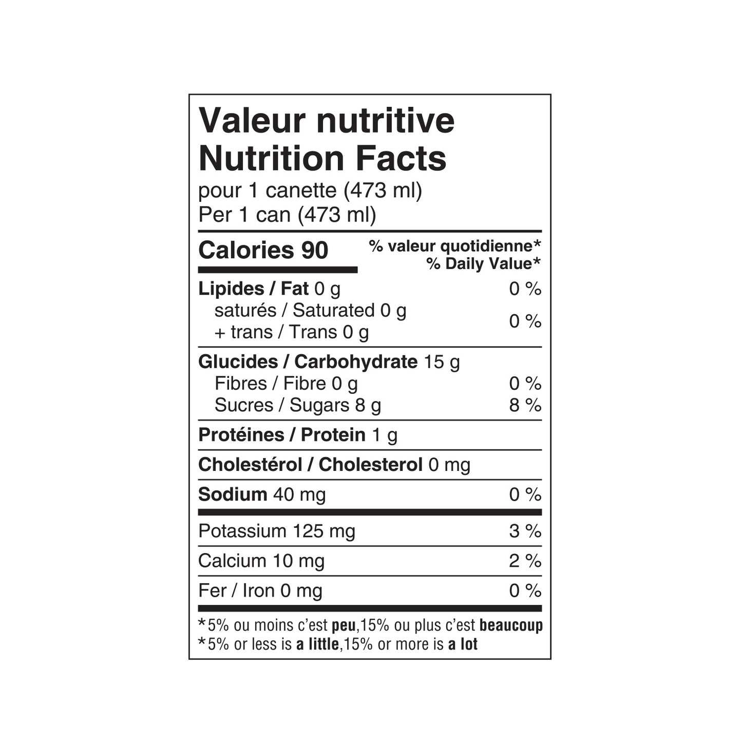 Valeur nutritive de de la canette de bière sans alcool Vagabond Paix d’Esprit.