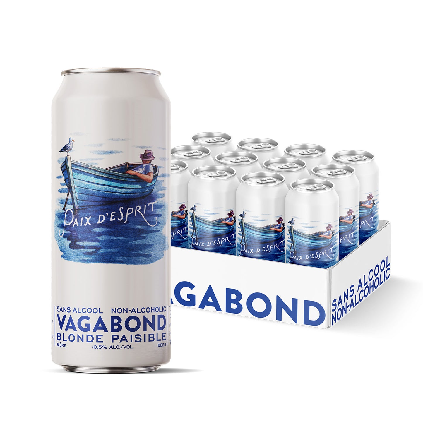 Canette de bière sans alcool Vagabond Paix d’Esprit en caisse de 12 disponible pour la vente en ligne