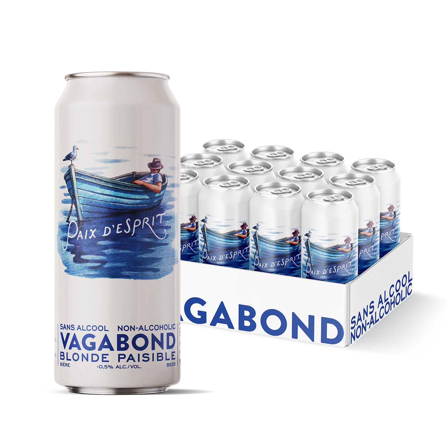 Canette de bière sans alcool Vagabond Paix d’Esprit en caisse de 12 disponible pour la vente en ligne
