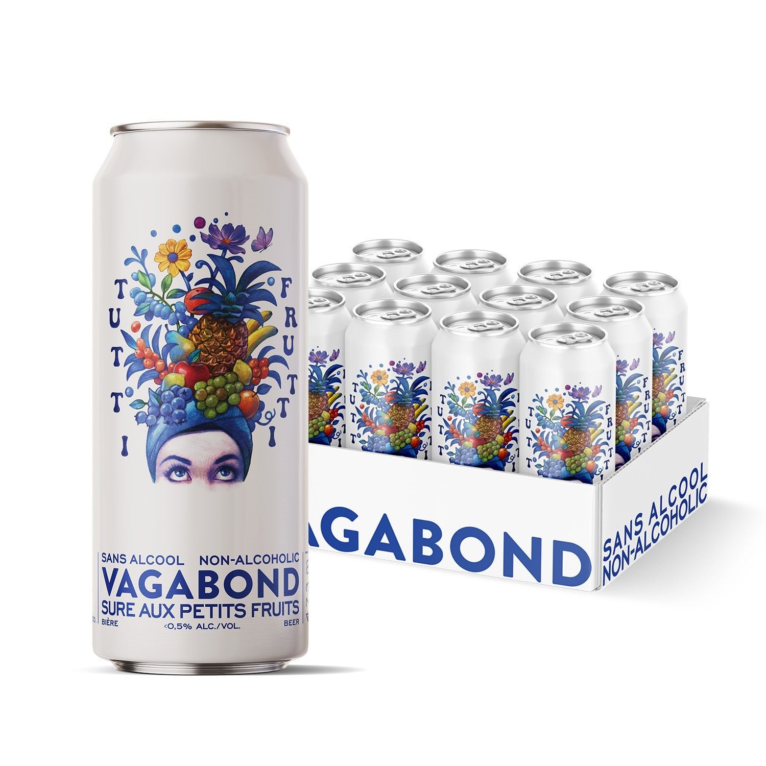 Canette de bière sans alcool Vagabond Tutti Frutti en caisse de 12 disponible pour la vente en ligne