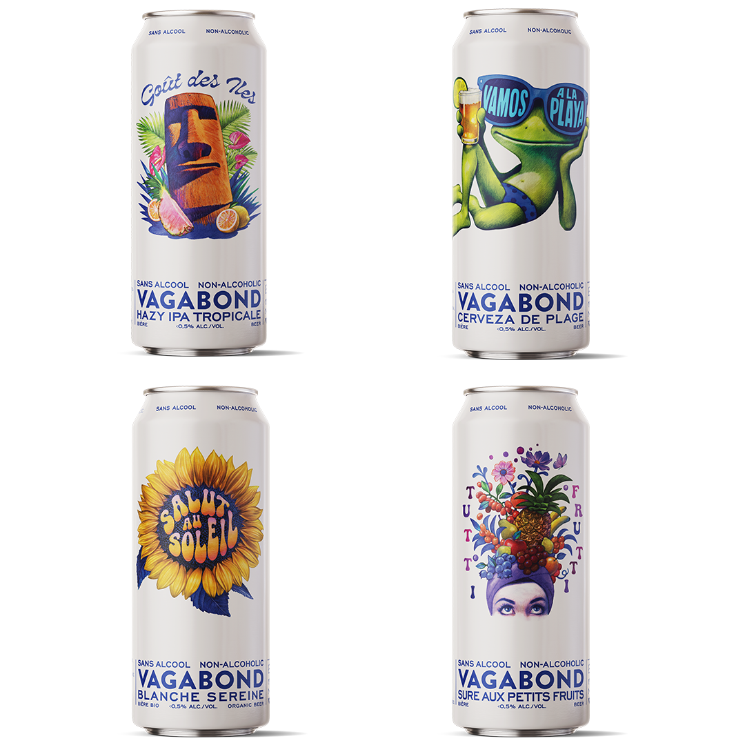 Caisse de 12 canettes Bieres Vagabond sans alcool varietes 473ml