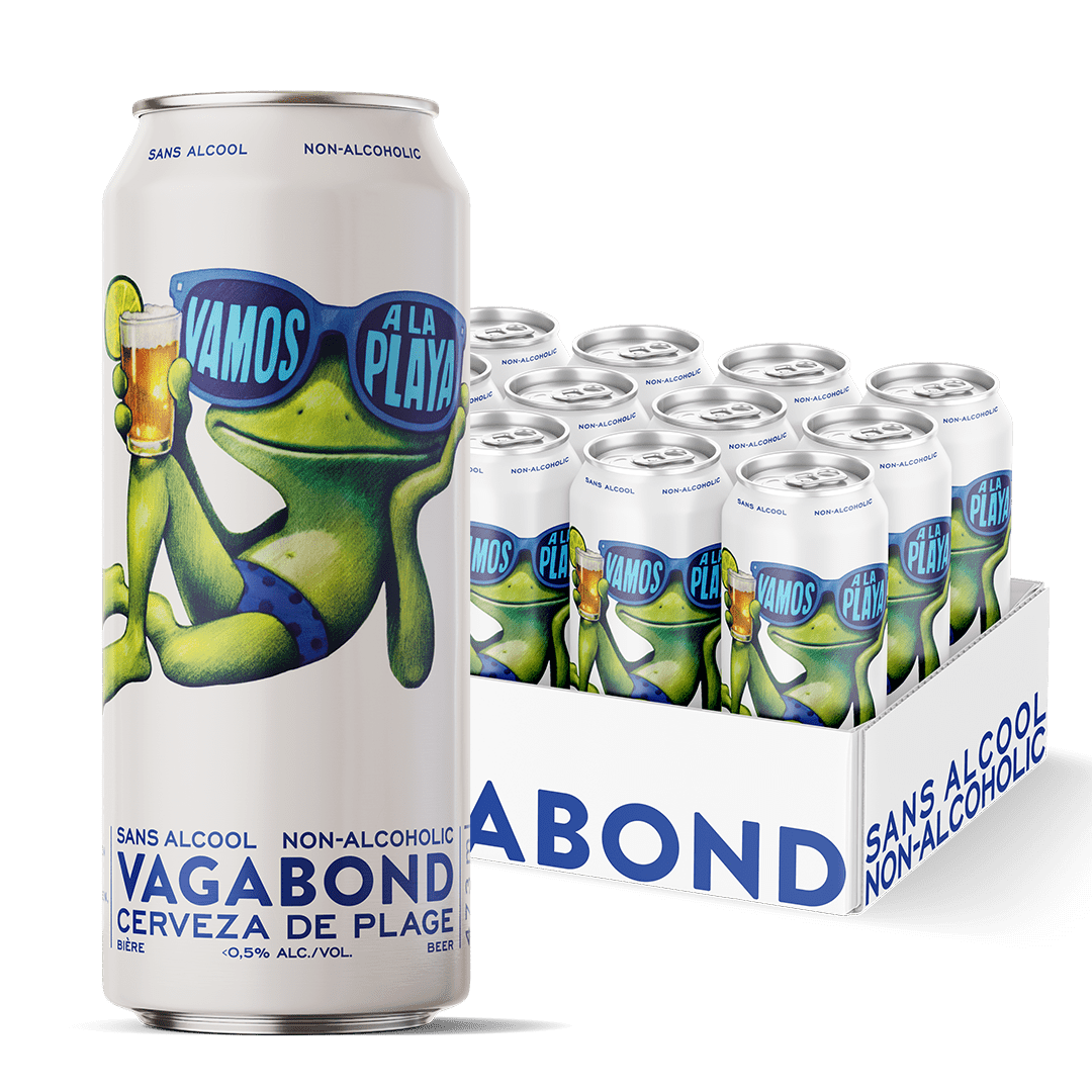 Caisse de 12 Vamos a la Playa Sans Alcool Bieres Vagabond blonde legere 473ml