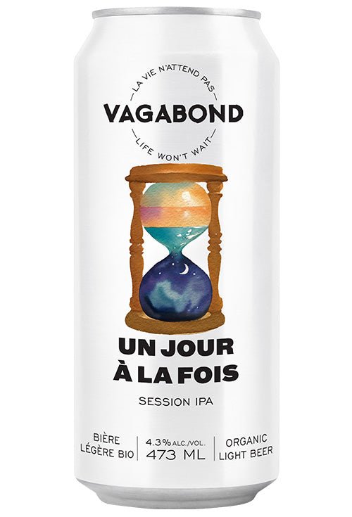 Canette de bière Vagabond Un Jour à la Fois – Session IPA bio 4.3% légère et rafraîchissante, bière artisanale du Québec