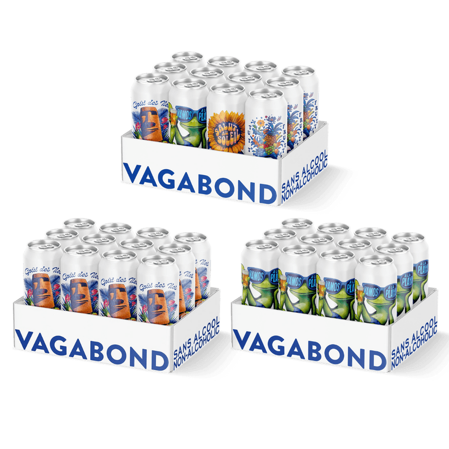 L'Expédition · 3 caisses sans alcool Vagabond (Découverte, Paix d'Esprit, Goût des Îles)
