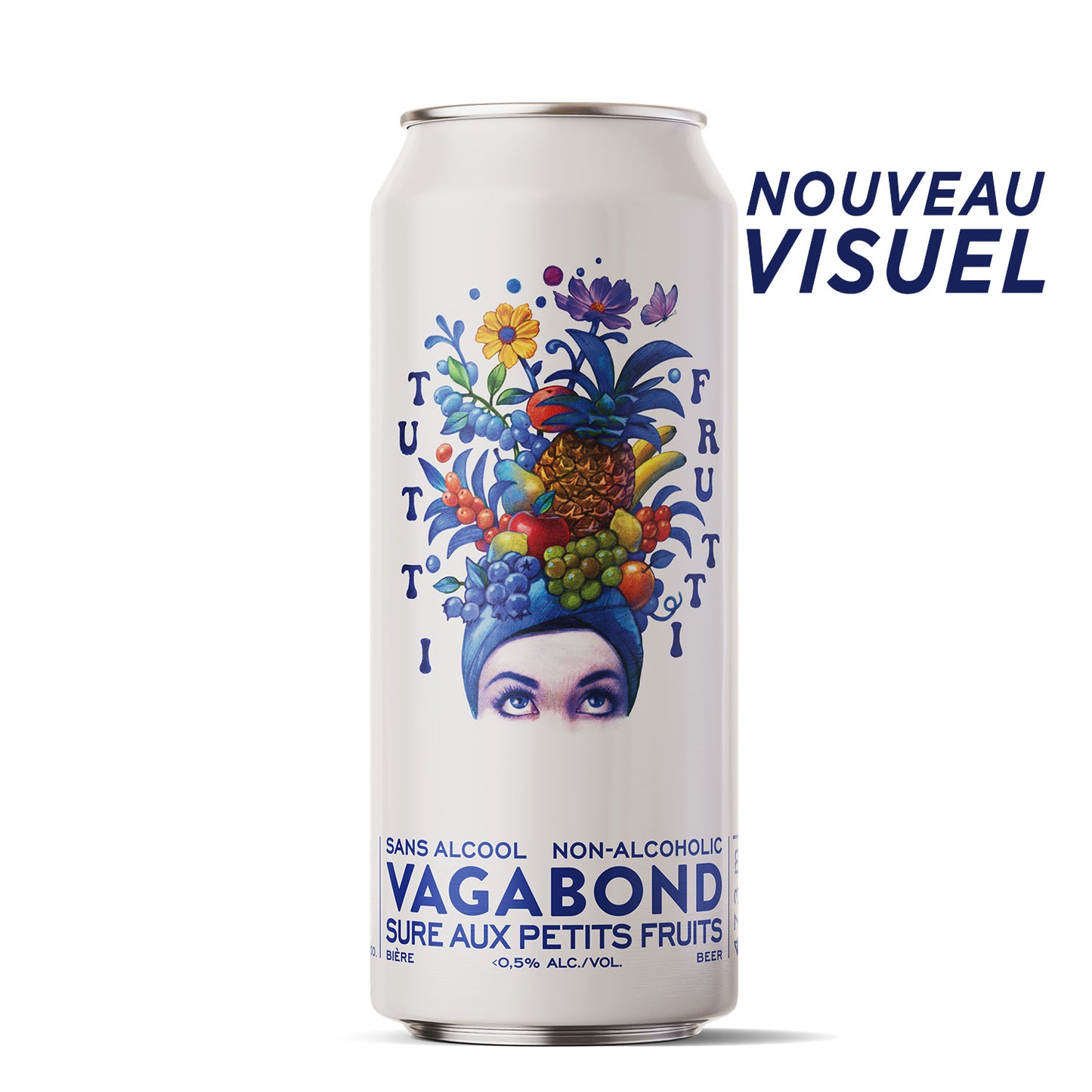 Nouveau visuel de la bière sans alcool Tutti Frutti Vagabond, sure aux petits fruits 0%